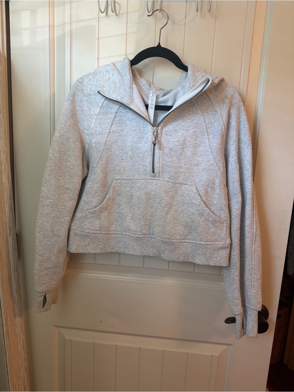 Lululemon grey scuba with hood. XS/S light heather grey